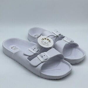 C&C California white footbed 2 buckle strap sandal